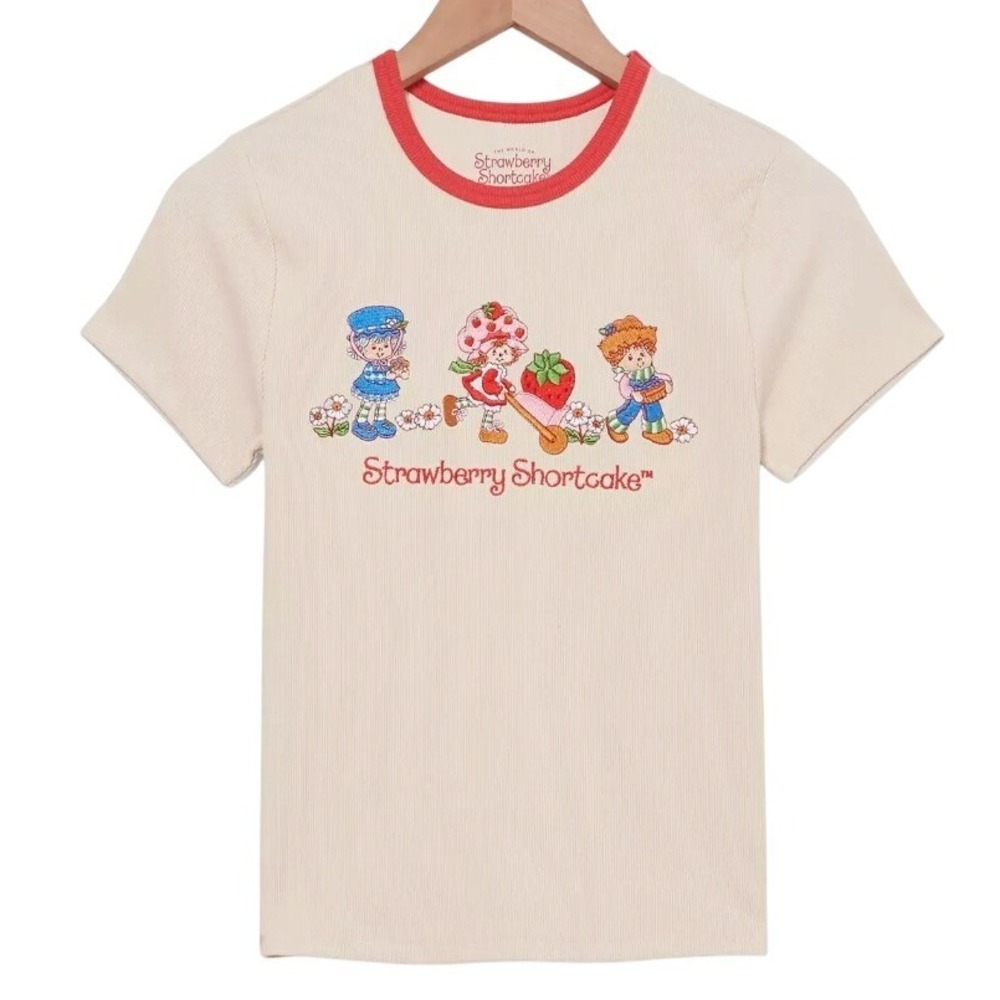 NEW BoxLunch x Strawberry Shortcake Retro Graphic Ringer Tee Youth L Women's XS